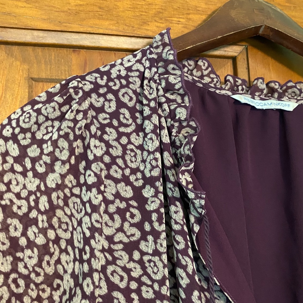Rebecca Minkoff Ruffled Rosemary Mni Dress in Purple Leopard Print size S - Picture 11 of 16